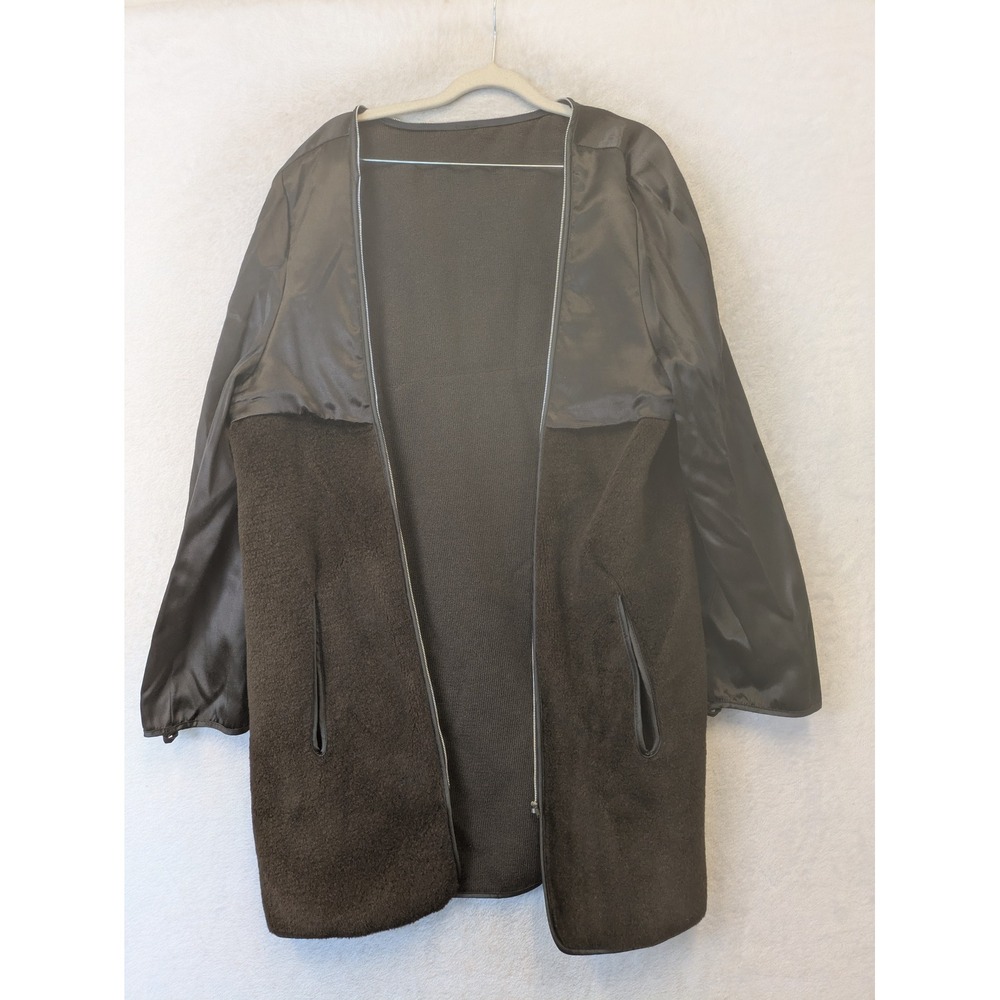 London Fog Coat Liner Women's XL Dark Brown Faux‎ Fur Satin Sleeve Vintage